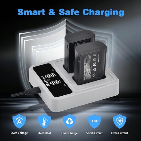 2 حزمة بطارية DMW-BLK22 بقدرة 2600 مللي أمبير في الساعة وشاحن سريع LED PD20W - طاقة كاملة 2.5 ساعة، بطارية DMW BLK22 لباناسونيك لوميكس GH5، GH5 II، GH6، GH7، S5، S5II، S5 IIX، S9، G9 II، S5M2 GH5M2 in Kuwait