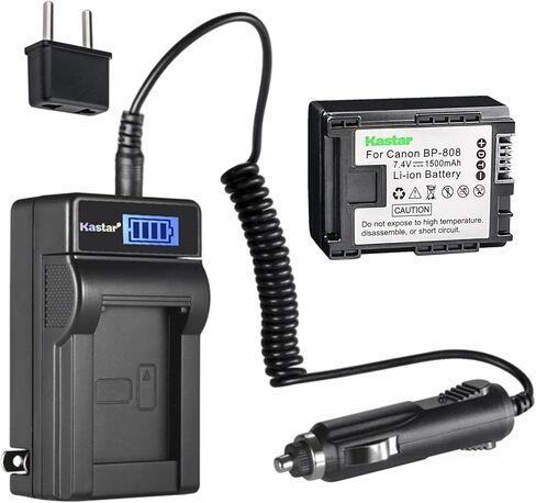 شاحن بطارية تيار متردد LCD من Kastar BP-808 متوافق مع بطارية Canon BP-808 BP808 BP-809 BP809 BP-819 BP819 BP-827 BP827، شاحن Canon CG-800، Canon XA10 HG30 HG21 HG20 HF100 HF200 HF21 HF20 in Kuwait