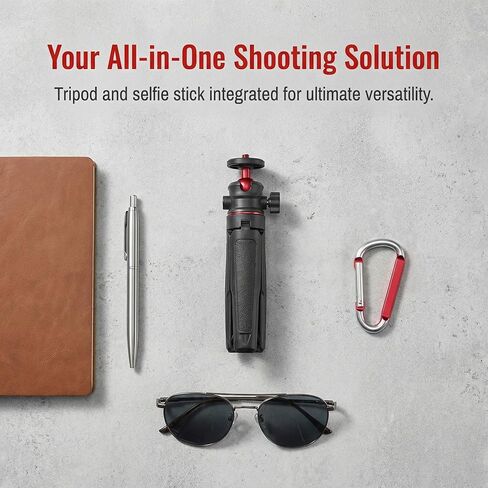 حامل ثلاثي صغير قابل للتمديد لـ DJI Action 5 Pro/Action 4/Action 3، حامل ثلاثي القوائم محمول خفيف الوزن مع محول تركيب كاميرا الحركة، حامل ABS وسبائك الألومنيوم لصور سيلفي Vlog (أسود شفق) in Kuwait