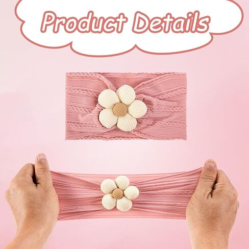 Baby Girl Headband and Socks,Cute Flower Non-Slip Grip Socks and Soft Hairbands Hair Accessories Sets for Babies Toddler Newborn Infant Girl in Kuwait