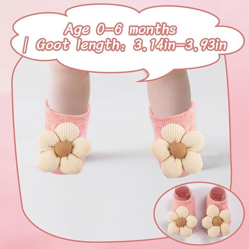 Baby Girl Headband and Socks,Cute Flower Non-Slip Grip Socks and Soft Hairbands Hair Accessories Sets for Babies Toddler Newborn Infant Girl in Kuwait