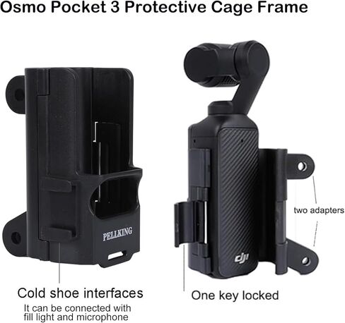 حامل سياج PellKing Osmo Pocket 3/4 للبث المباشر، حامل سياج لجيب Osmo 3/4 طقم تثبيت مع إطار قفص واقي لتغيير اللعبة لتسجيل ألعاب البيسبول والكرة اللينة والتنس in Kuwait