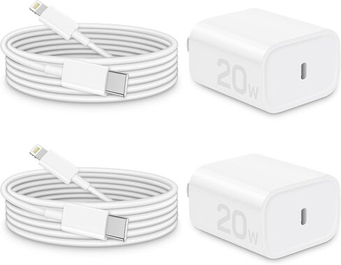 【عبوة من قطعتين】 شاحن حائط USB C بقدرة 20 واط لشاحن iPhone مع محول PD 3.0 USB C شحن سريع لهاتف iPhone 14/14 pro/14 plus/14 pro max/13/12/11/SE/XR/8، iPad Pro/ ميني وجالاكسي وبكسل 4/3 والمزيد in Kuwait