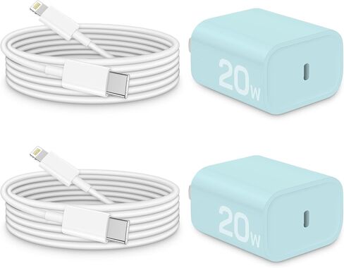 【2 Pack】 20W USB C Wall Charger for iPhone Charger Block with PD 3.0 USB C Adapter Fast Charging for iPhone 14/14 pro/14 plus/14 pro max/13/12/11/SE/XR/8, iPad Pro/Mini, Galaxy, Pixel 4/3 and More in Saudi Arabia