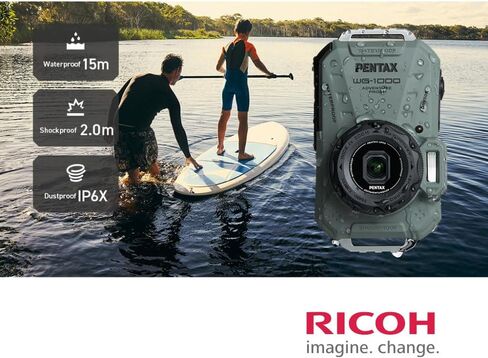 Ricoh Pentax WG-1000 All-Weather Compact Camera with 4X Optical Zoom and 20 Color Modes (Olive) Bundle with Gadget Bag with Accessory and Cleaning Kit, and 64GB SDXC UHS-I Memory Card (3 Items) in Kuwait