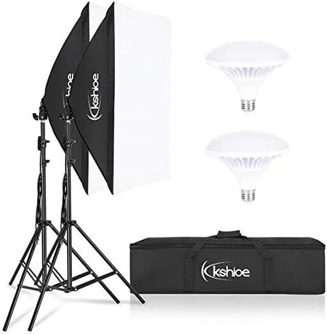 أضواء استوديو التصوير الفوتوغرافي مقاس 20 × 27 بوصة مع لمبات LED 2X 5500K 50W، حامل إضاءة قابل للتعديل، إضاءة مستمرة لتسجيل الصور/الفيديو، الصور الشخصية، تسجيل الفيديو in Kuwait