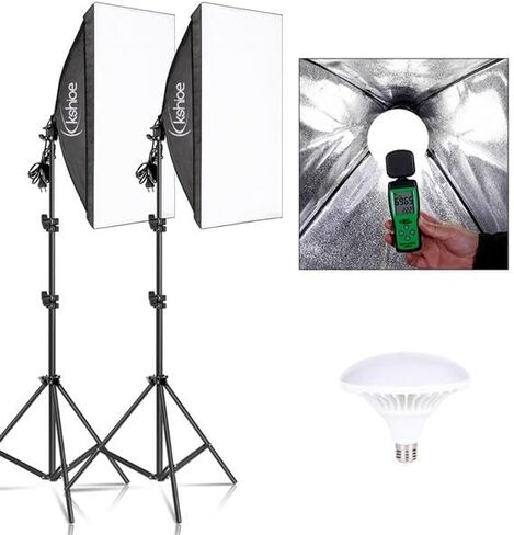 أضواء استوديو التصوير الفوتوغرافي مقاس 20 × 27 بوصة مع لمبات LED 2X 5500K 50W، حامل إضاءة قابل للتعديل، إضاءة مستمرة لتسجيل الصور/الفيديو، الصور الشخصية، تسجيل الفيديو in Kuwait