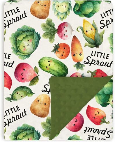 Baby Blankets for Girls Boys 30" x 40", Soft Double Layer Minky Blanket with Dotted Fleece Back, Nursery Bed Receiving Quilt Newborn Infant Toddler Shower Gift Little Sprout Vegetables Theme in Saudi Arabia