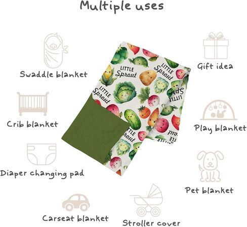 Baby Blankets for Girls Boys 30" x 40", Soft Double Layer Minky Blanket with Dotted Fleece Back, Nursery Bed Receiving Quilt Newborn Infant Toddler Shower Gift Little Sprout Vegetables Theme in Saudi Arabia
