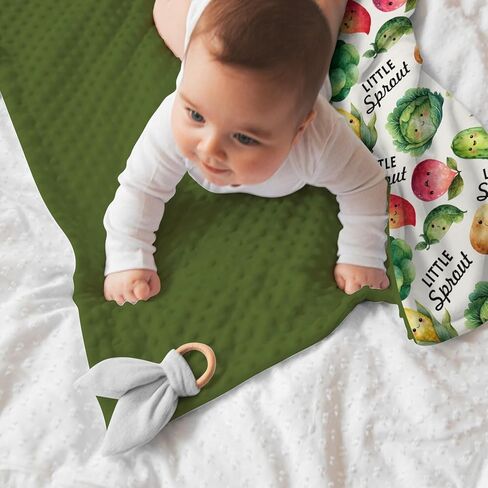 Baby Blankets for Girls Boys 30" x 40", Soft Double Layer Minky Blanket with Dotted Fleece Back, Nursery Bed Receiving Quilt Newborn Infant Toddler Shower Gift Little Sprout Vegetables Theme in Saudi Arabia