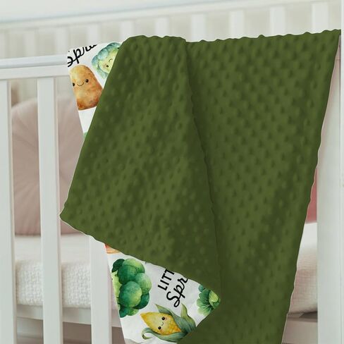 Baby Blankets for Girls Boys 30" x 40", Soft Double Layer Minky Blanket with Dotted Fleece Back, Nursery Bed Receiving Quilt Newborn Infant Toddler Shower Gift Little Sprout Vegetables Theme in Saudi Arabia