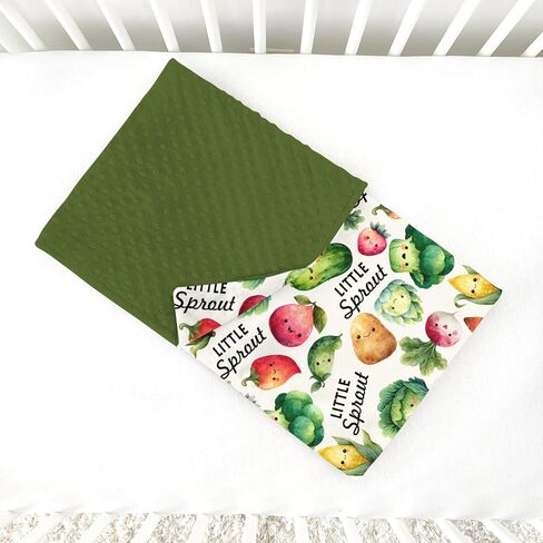 Baby Blankets for Girls Boys 30" x 40", Soft Double Layer Minky Blanket with Dotted Fleece Back, Nursery Bed Receiving Quilt Newborn Infant Toddler Shower Gift Little Sprout Vegetables Theme in Saudi Arabia
