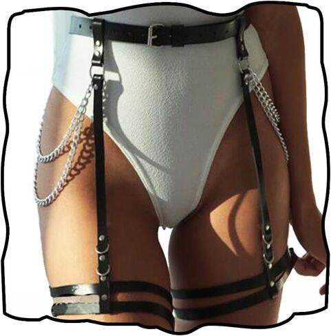 Bmirth Sexy Belly Waist Chain Belt Leather Body Harness Leg Garter Chain Thigh Body Jewelry Accessories for Women and Girls in Kuwait