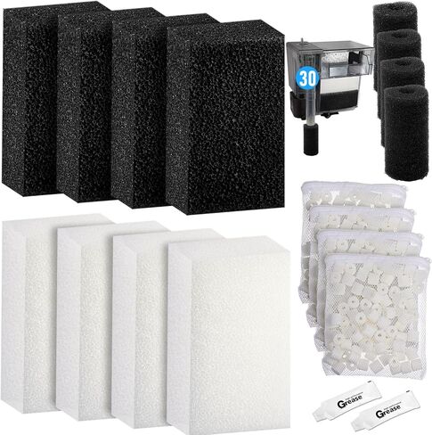 22 Pcs/4 Set of Three-Stage Filtration Fish Tank Filter Compatible with Aquaclear 110 Power Filter, Maintenance Kit, Foam Pads, Mesh Bags, Ceramic Rings, for 60- to 110-gallon Aquariums in Kuwait