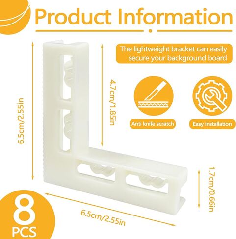 8 Pieces Photo Backdrop Board Bracket, Vertical Plastic L Bracket, Universal Background Holder Stand for Photograph Studio Background Food Product Shooting (Beige) in Kuwait