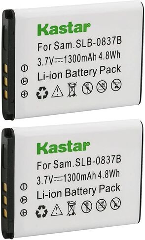 بطارية Kastar SLB-0837B بديلة لحزمة واحدة لبطارية Samsung SLB-0837B SLB-0837(B)، Samsung Digimax NV8، Digimax NV10، Digimax NV15، كاميرا Digimax NV20 in Kuwait