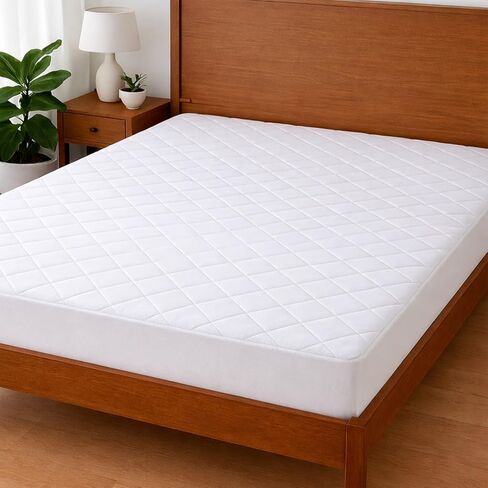 Cottington Lane 400 GSM Full Size Waterproof Quilted Mattress Pad Protector, Soft Microfiber Mattress Topper Cover with TPU Backing, Deep Pocket Fits up to 21 Inch Mattresses, White in Kuwait