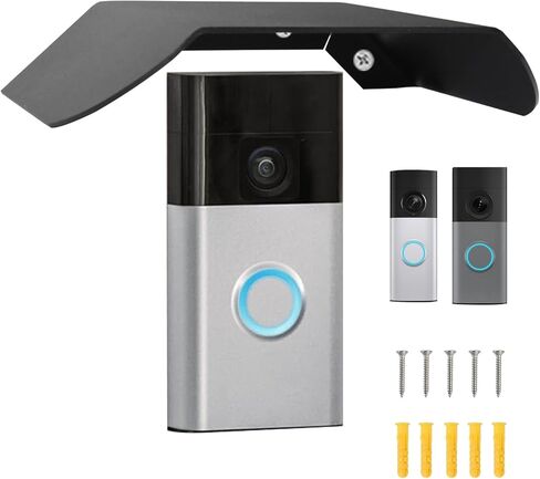 Stainless Steel Doorbell Rain Cover Compatible with Ring Battery Doorbell(2024)/Plus/Pro/Wired Doorbell Pro, Sun Rain Shade Hood Weatherproof Anti-Glare Protector, Outdoor Doorbell Accessories Black in Kuwait