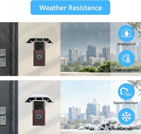 Stainless Steel Doorbell Rain Cover Compatible with Ring Battery Doorbell(2024)/Plus/Pro/Wired Doorbell Pro, Sun Rain Shade Hood Weatherproof Anti-Glare Protector, Outdoor Doorbell Accessories Black in Kuwait