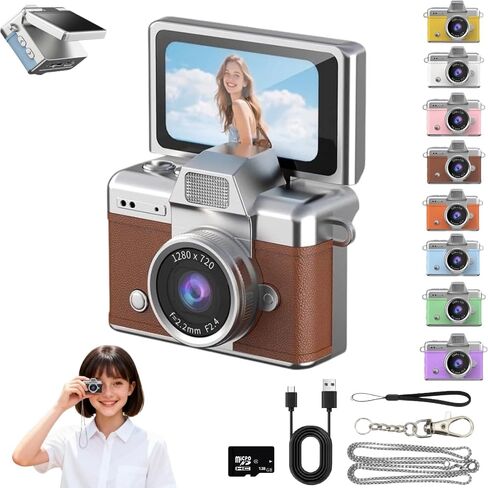 Mini Keychain Digital Camera Retro Mini Digital Video Camera Small bodycam 1080P FHD Recording with 0.96" IPS Screen with 6 Retro Filters AVI Format-Ideal for Phone Transfer (Green, 64G) in Kuwait