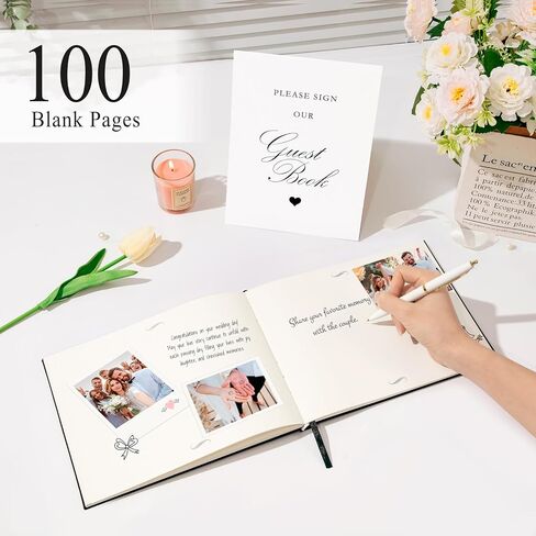 دفتر ضيوف حفل زفاف Sunee - حفل زفاف ضيوف بولارويد حفل استقبال ، غلاف الكتان 7 "× 9" دفتر ضيوف للاستحمام الطفل ، وأعياد الميلاد والمناسبات الخاصة ، و 100 صفحة فارغة لعلامة الزفاف والصور ، والبيج. in Saudi Arabia