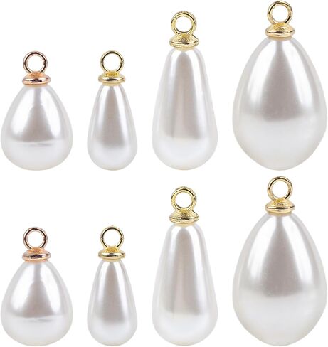 Framendino ، 100 Pack White Imitation Pearl Charms Teardrop Pendants Faux Beads Charm for DIY Dangle Necklace Making Making in Saudi Arabia