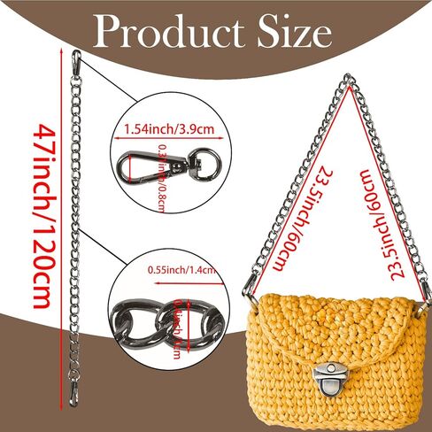 4 Pack 47" DIY Iron Flat Chain Strap for Purse, Crossbody Bag, Shoulder Bag, Replacement Bag Strap with Metal Buckles,Crossbody Chain, Detachable Purse Chain Accessories for Handbags (Silver) in Saudi Arabia