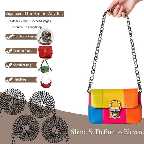 4 Pack 47" DIY Iron Flat Chain Strap for Purse, Crossbody Bag, Shoulder Bag, Replacement Bag Strap with Metal Buckles,Crossbody Chain, Detachable Purse Chain Accessories for Handbags (Silver) in Saudi Arabia