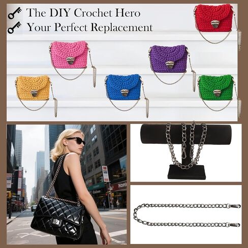 4 Pack 47" DIY Iron Flat Chain Strap for Purse, Crossbody Bag, Shoulder Bag, Replacement Bag Strap with Metal Buckles,Crossbody Chain, Detachable Purse Chain Accessories for Handbags (Silver) in Saudi Arabia