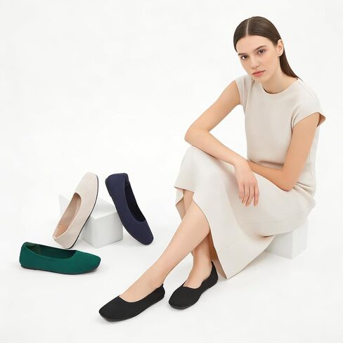 Iarus Women's Flats Shoes Square Toe Casual Ballet Flats Business Dress Shoes Comfortable Slip on Shoes for Dressy Office Work Teacher in Saudi Arabia