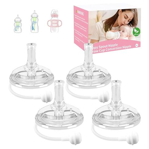 Straw Cup Nipple Compatible with Dr. Brown's Wide-Neck Baby Bottles & Sippy Spout Bottles, Soft 100% Silicone Straw Cup Nipple,Weighted Sippy Cup,BPA-Free,6m+,4Pcs in Saudi Arabia