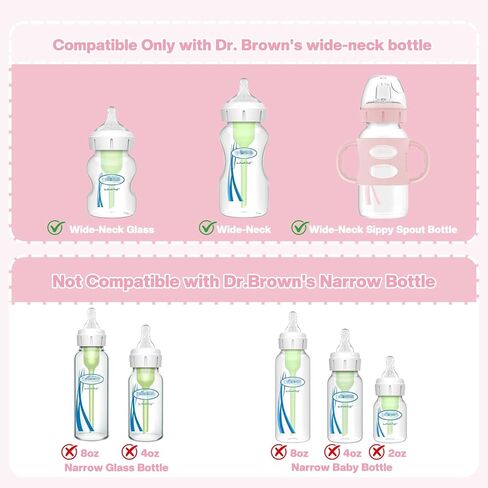 Straw Cup Nipple Compatible with Dr. Brown's Wide-Neck Baby Bottles & Sippy Spout Bottles, Soft 100% Silicone Straw Cup Nipple,Weighted Sippy Cup,BPA-Free,6m+,4Pcs in Saudi Arabia