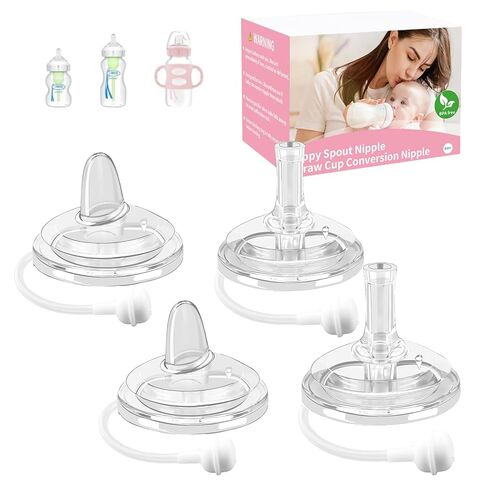Straw Cup Nipple Compatible with Dr. Brown's Wide-Neck Baby Bottles & Sippy Spout Bottles, Soft 100% Silicone Straw Cup Nipple,Weighted Sippy Cup,BPA-Free,6m+,4Pcs in Kuwait