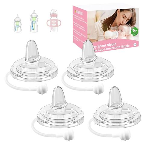 Straw Cup Nipple Compatible with Dr. Brown's Wide-Neck Baby Bottles & Sippy Spout Bottles, Soft 100% Silicone Straw Cup Nipple,Weighted Sippy Cup,BPA-Free,6m+,4Pcs in Saudi Arabia