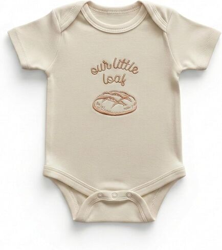 Embroidered Our Little Loaf w/Bread Loaf Baby Bodysuit, Baker's Pregnancy Announcement, Newborn Baby Gift, Pregnancy Reveal Sourdough Loaf, Mom Dad Gift, E20 in Kuwait