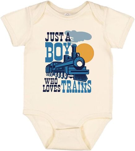 Just a Boy Who Loves Trains Baby Infant Bodysuit in Kuwait