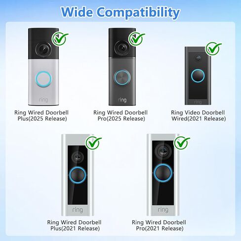 Doorbell Mount for Ring Wired Doorbell Plus/Pro(2025/2021 Release)/Ring Video Doorbell Wired(2024 Release), 35-145° Left/Right Adjustable Angle Ring Doorbell Camera Wall Wedge Bracket No-Drill in Kuwait