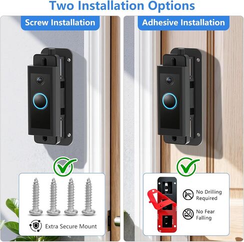 Doorbell Mount for Ring Wired Doorbell Plus/Pro(2025/2021 Release)/Ring Video Doorbell Wired(2024 Release), 35-145° Left/Right Adjustable Angle Ring Doorbell Camera Wall Wedge Bracket No-Drill in Kuwait