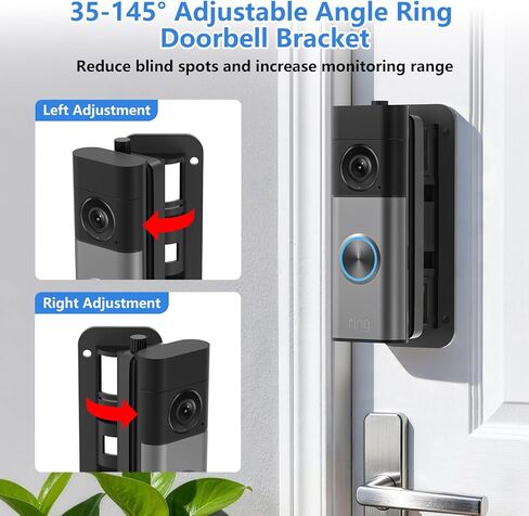 Doorbell Mount for Ring Wired Doorbell Plus/Pro(2025/2021 Release)/Ring Video Doorbell Wired(2024 Release), 35-145° Left/Right Adjustable Angle Ring Doorbell Camera Wall Wedge Bracket No-Drill in Kuwait