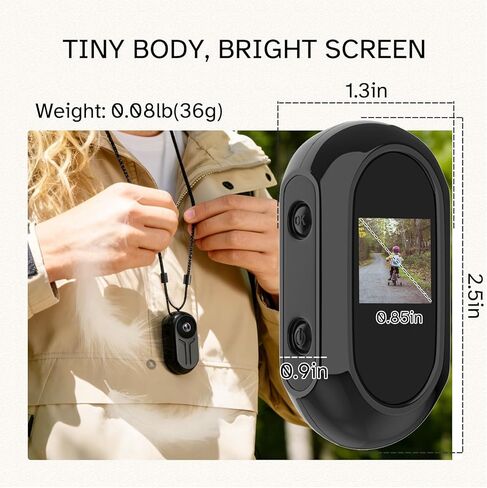 2K Body Cam, Thumb Action Camera Wearable POV Cam with 32GB Card, Multi Accessories & APP for Sports Ski Travel in Kuwait