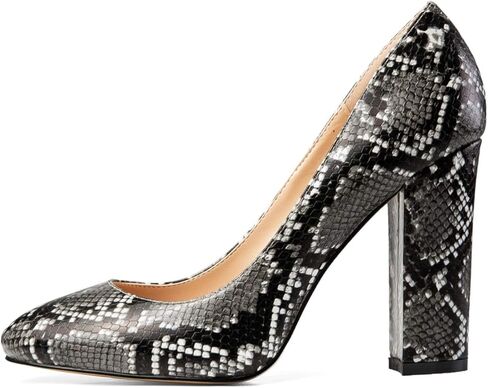 SAMMITOP Women's Round Toe Block Heel Pumps Slip On Chunky High Heels Classic Dress Shoes for Wedding Party Events 4'' in Kuwait