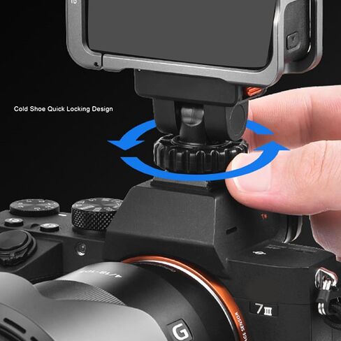 Magnetic Cold Shoe Quick Release Mount, 180 Tilt Adjustable Aluminum Alloy Bracket, Cold Shoe Expansion, Anti Slip Dual Camera Mount for Action Mirrorless Cameras in Kuwait