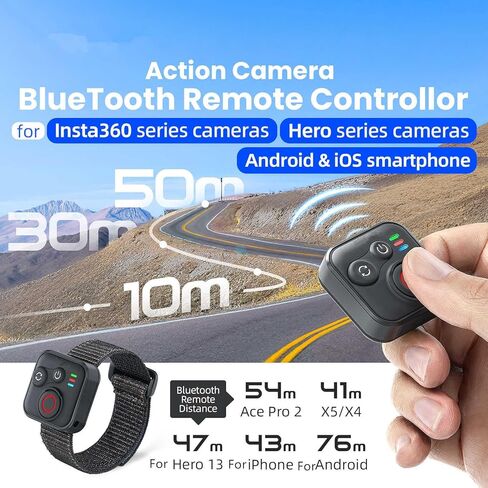 جهاز تحكم عن بعد لاسلكي مقاوم للماء لكاميرا الحركة Insta360 X5 X4 X3، وحدة تحكم ذكية مع حزام المعصم in Kuwait