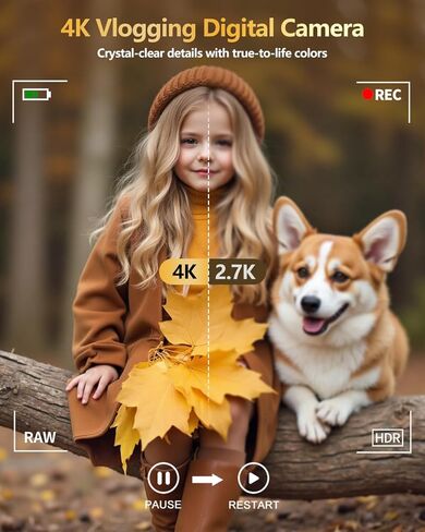 كاميرا رقمية بدقة 4K بدقة 88 ميجابكسل للتصوير الفوتوغرافي، وكاميرا تسجيل فيديو لليوتيوب مع تكبير بصري 24X وواي فاي، وكاميرات تسجيل فيديو بتركيز تلقائي مع بطاقة 16 جيجابايت in Kuwait