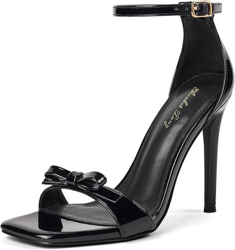 Elisabet Tang Women's Bowknot Heels 4 IN Strappy High Stiletto Heels Square Open Toe Sandals with Ankle Strap Sexy Dressy Shoes for Party Wedding in Saudi Arabia