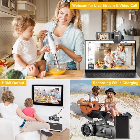 4K Video Camera Camcorder - 48MP 30FPS with Wireless Lavalier Mic & External Mic | 3" Ultra HD Screen, 18X Digital Zoom | Vlogging/YouTube Recorder + 32GB SD Card Included in Kuwait