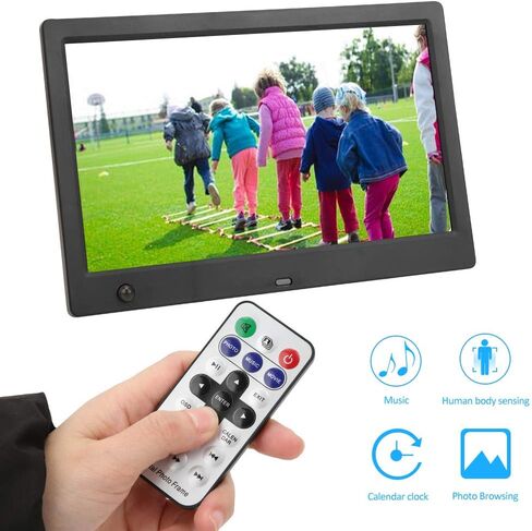 Yoidesu 10 Inch Digital Photo Frame, HD IPS Screen with Human Body Induction & Remote Control, Auto On Off, Multi Language Support for Home Office Decor (US Plug 100‑240V) in Kuwait