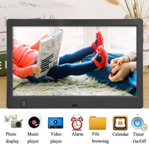 Yoidesu 10 Inch Digital Photo Frame, HD IPS Screen with Human Body Induction & Remote Control, Auto On Off, Multi Language Support for Home Office Decor (US Plug 100‑240V) in Kuwait