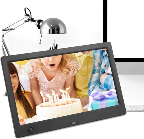 Yoidesu 10 Inch Digital Photo Frame, HD IPS Screen with Human Body Induction & Remote Control, Auto On Off, Multi Language Support for Home Office Decor (US Plug 100‑240V) in Kuwait
