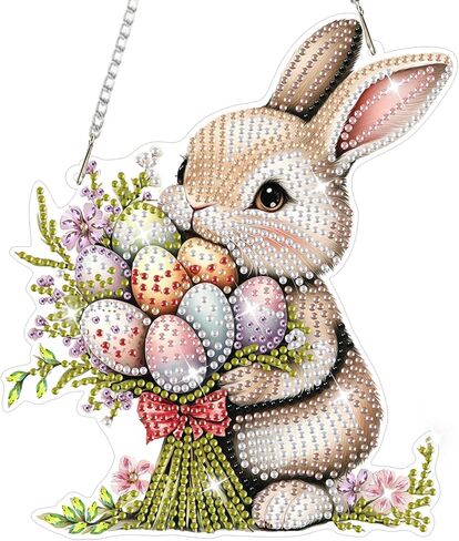 NAIMOER Easter Cross Diamond Art Hanging Kits for Adults, 5D Special Shaped Rhinestone, DIY Acrylic Spring Diamond Art Painting Window Pendants Home Garden Wall Hanging Ornament Kits, Double Sided in Saudi Arabia